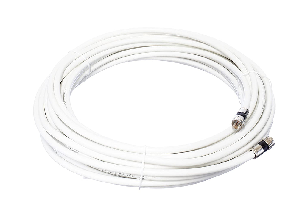 75' Feet, White RG6 Coaxial Cable (Coax Cable) with Weather Proof  Connectors, F81 / RF, Digital Coax - AV, Cable TV, Antenna, and Satellite,  CL2 