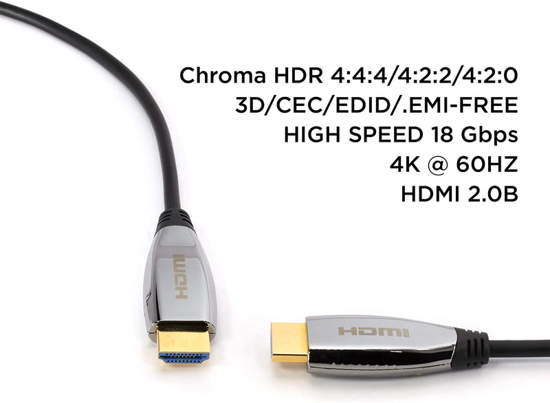 25M / 82 ft Fiber Optic 4K@60Hz HDMI 2.0 Active Optical Cable
