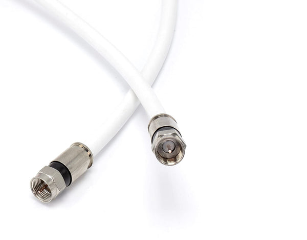 20' Feet, White RG6 Coaxial Cable (Coax Cable) with Weather Proof Connectors, F81 / RF, Digital Coax - AV, Cable TV, Antenna, and Satellite, CL2 Rated, 20 Foot