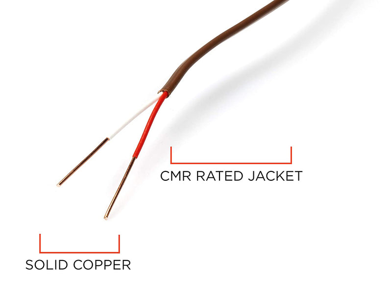 Thermostat Wire 18/5 - Brown - Solid Copper 18 Gauge, 5 Conductor - CL2 (UL Listed) CMR Riser Rated (CL3) - Residential, Commercial and Industrial Rated - 18-5, 75 Feet