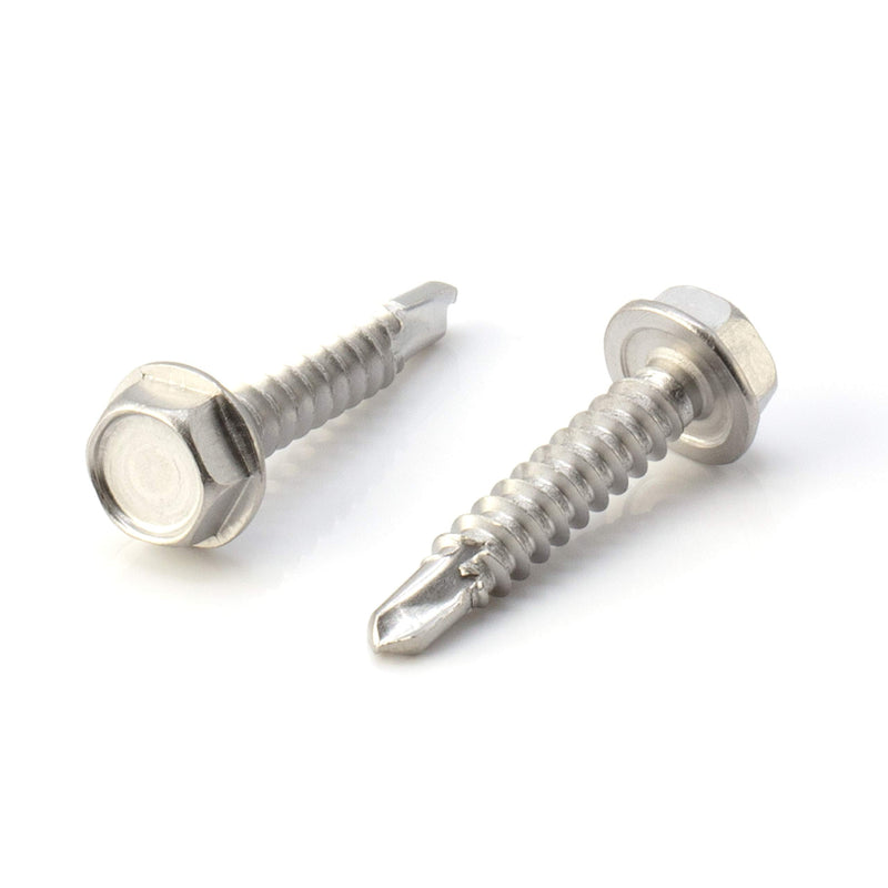 #10 Size, 1" Length (25mm) - Self Tapping Screw - Self Drilling Screw - 410 Stainless Steel Screws = Exceptional Wear and Very Corrosion Resistant) - Hex Washer Head - 100pcs