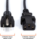 AC Power Cord (3 Prong) - 1 Foot (0.3 Meter), Black - Premium Quality Copper Wire Core - Computer, Medical, Server & Desktop - NEMA 5-15 to C13 / IEC 320 - UL Listed Power Cable