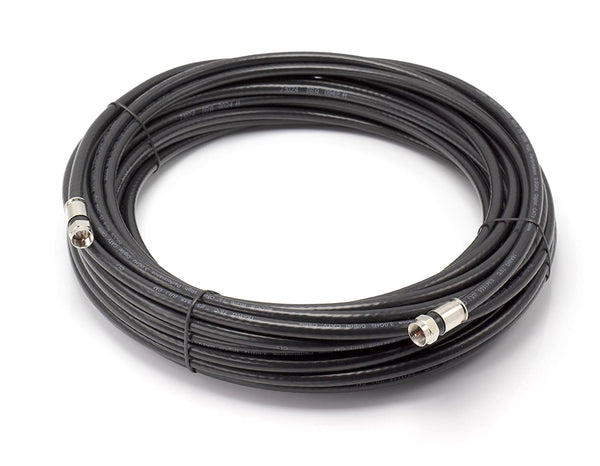 200 Foot Black - Solid Copper Coax Cable - RG6 Coaxial Cable with Connectors, F81 / RF, Digital Coax for Audio/Video, Cable TV, Antenna, Internet, & Satellite, 200 Feet (60 Meter)