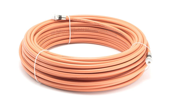 200 Feet (60 Meter) - Direct Burial Coaxial Cable 75 Ohm RF RG6 Coax Cable, with Rubber Boots - Outdoor Connectors - Orange - Solid Copper Core - Designed Waterproof and can Be Buried