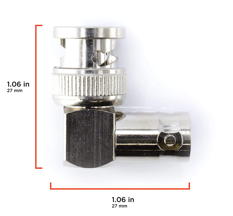 Right Angle BNC Connector - 25 Pack - BNC Elbow Male Female Adapter / 90 Degree Coaxial Connector / High Quality, well built, professional quality - HD SDI