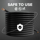 100 Feet (30 Meter) - Insulated Stranded Copper THHN / THWN Wire - 12 AWG, Wire is Made in the USA, Residential, Commercial, Industrial, Grounding, Electrical rated for 600 Volts - In Black