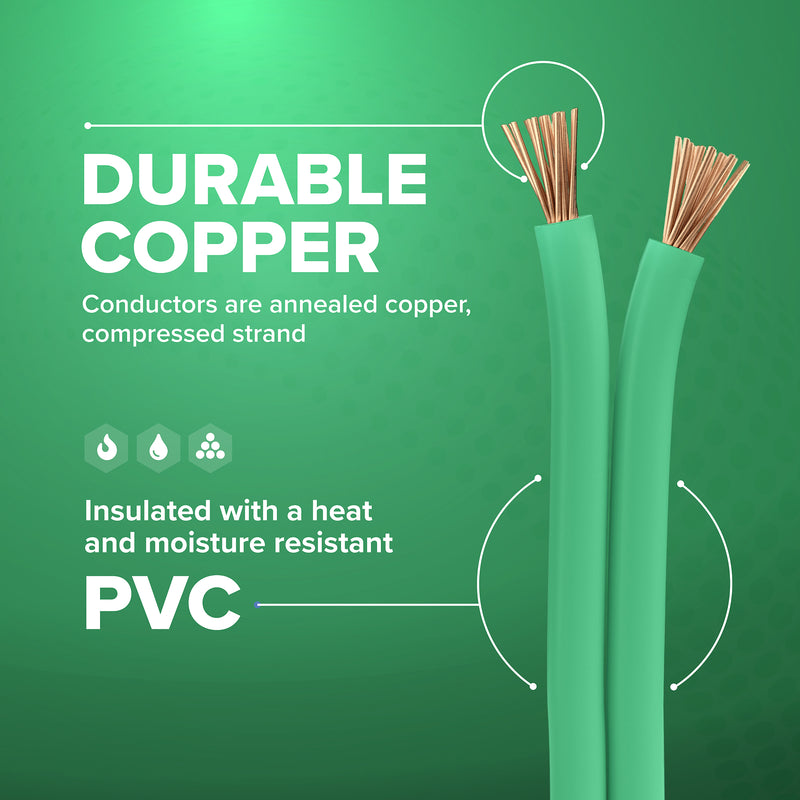 25 Feet (7.5 Meter) - Insulated Stranded Copper THHN / THWN Wire - 14 AWG, Wire is Made in the USA, Residential, Commercial, Industrial, Grounding, Electrical rated for 600 Volts - In Green