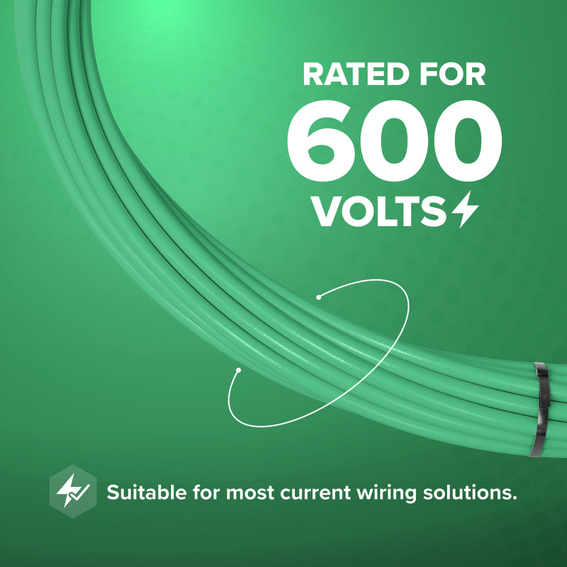 25 Feet (7.5 Meter) - Insulated Stranded Copper THHN / THWN Wire - 12 AWG, Wire is Made in the USA, Residential, Commercial, Industrial, Grounding, Electrical rated for 600 Volts - In Green