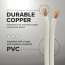 150 Feet (45 Meter) - Insulated Stranded Copper THHN / THWN Wire - 12 AWG, Wire is Made in the USA, Residential, Commercial, Industrial, Grounding, Electrical rated for 600 Volts - In White